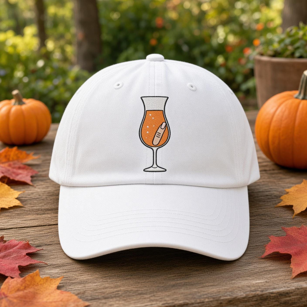 Custom Spooky Cocktail Embroidered Hat, Halloween Drink White Dad Hat, Witch Brew Martini Potion Baseball Cap, Bachelorette Fall Season Gift