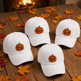 Personalized Family Pumpkin Embroidered Hat, Custom Name Fall Baseball Cap, Autumn Gift