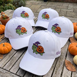 Custom Name Halloween Turtle Embroidered Hat, Cute Pumpkin Witch Hat White Dad Hat, Spooky Season Animal Baseball Cap, Fall Season Kids Gift