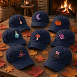 Mushroom Moon Witch Embroidered Hat, Halloween Mystical Baseball Cap, Autumn Nature Gift