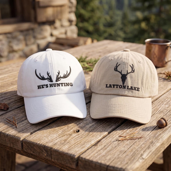 Deer Antler Embroidered Hat, Vintage Hunting Baseball Cap, Outdoor Wildlife Gift for Dad