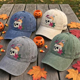 Custom Skull Cocktail Embroidered Washed Cotton Dad Hat