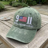 September 11 Memorial Embroidered Hat, Twin Towers American Flag Baseball Cap, Remembrance Gift