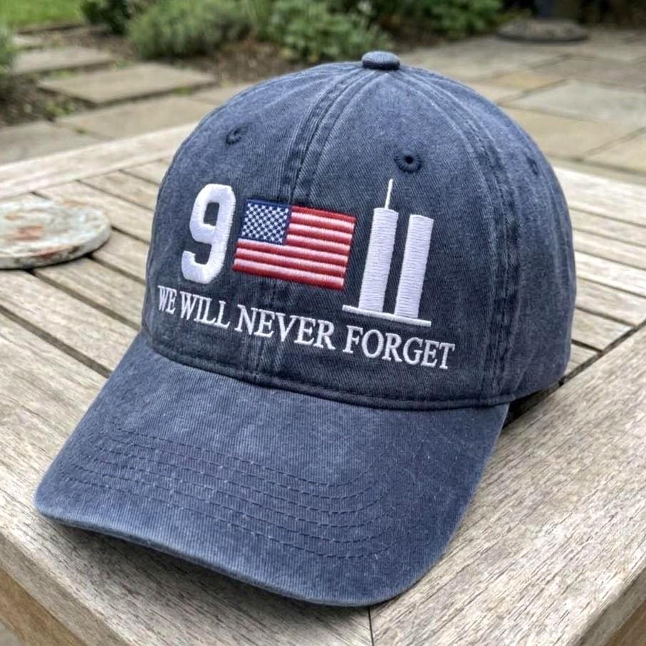 September 11 Memorial Embroidered Hat, Twin Towers American Flag Baseball Cap, Remembrance Gift