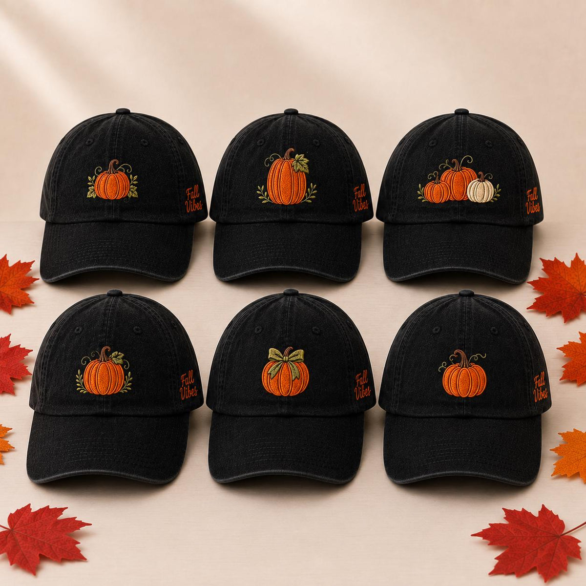 Autumn Pumpkin Embroidered Hat, Fall Harvest Baseball Cap, Matching Thanksgiving Gift
