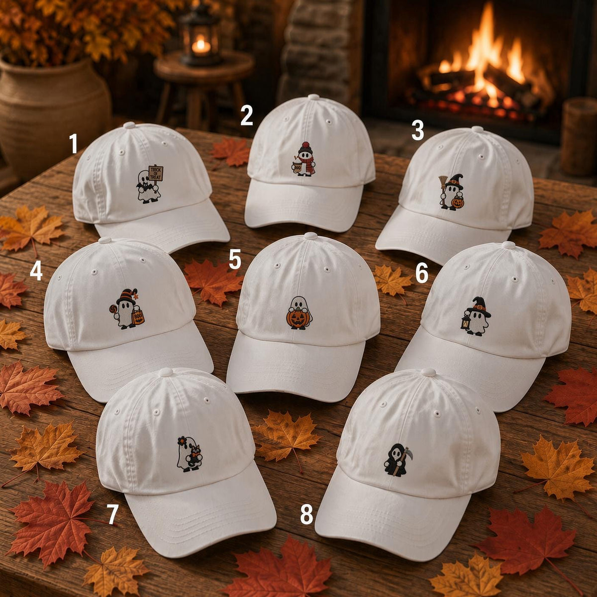 Cute Ghost Pumpkin Embroidered Hat, Halloween Baseball Cap, Matching Spooky Party Gift