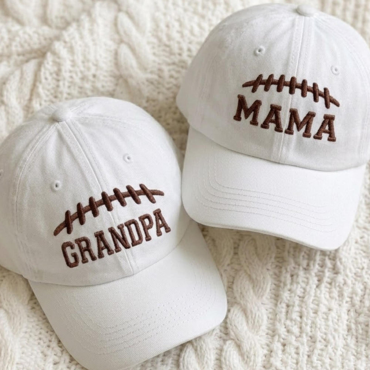 Embroidered Football Mama Hat, Custom Football Grandpa Baseball Cap, Game Day Sports Mom Hat, Matching Family Game Day Hats, Football Gift