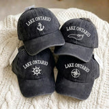 Embroidered Custom Lake Ontario Dad Hat, Vintage Washed Cap, Personalized Lake Hat, Great Lakes Dad Hat, Coastal Outdoor Hat, Canada Gift