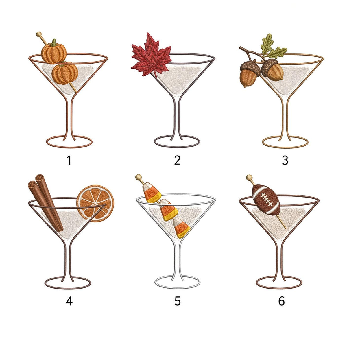 Autumn Cocktail Icons Embroidered Hat, Halloween Drink Baseball Cap, Matching Fall Party Gift