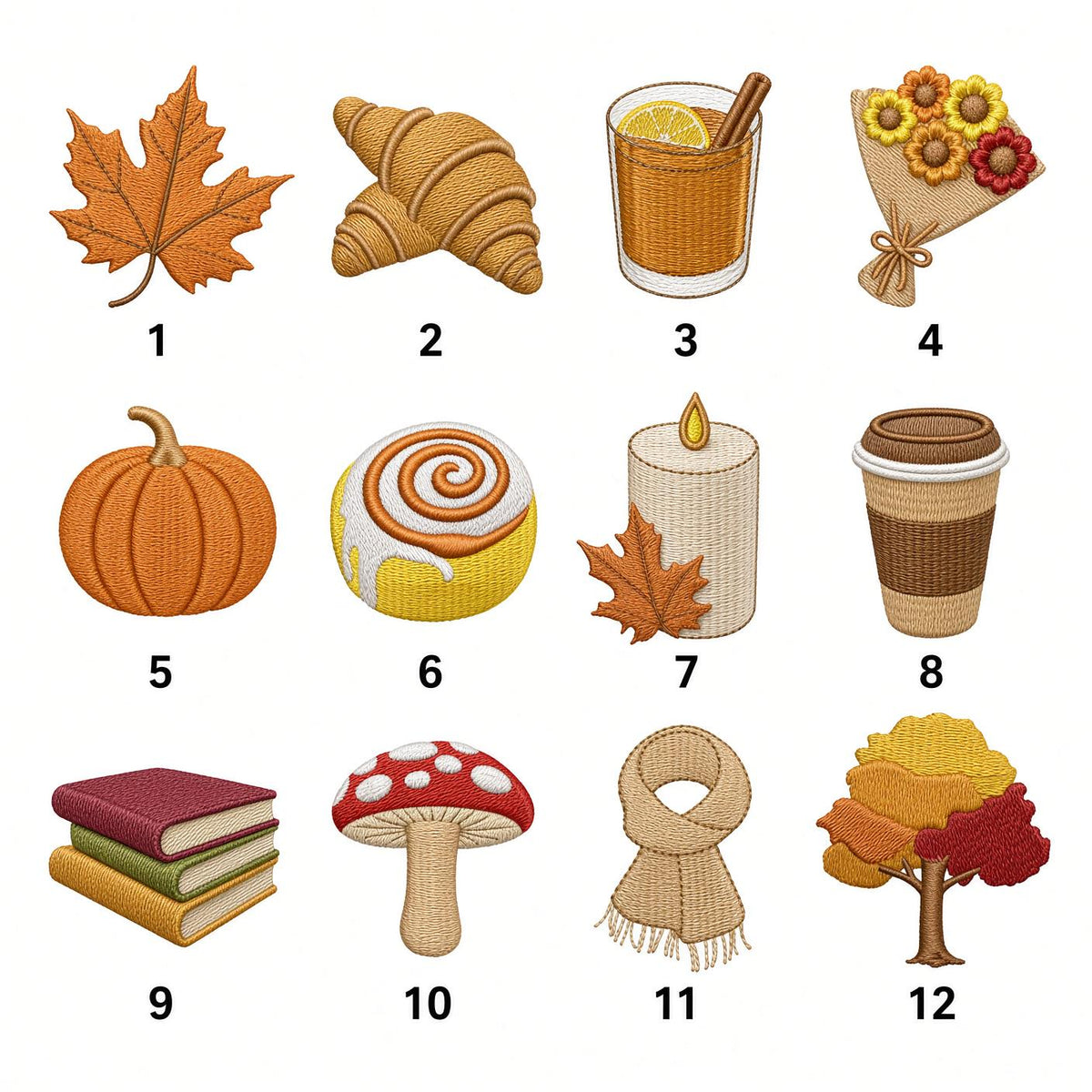 Fall Nature Icons Embroidered Hat, Autumn Leaves Pumpkin Baseball Cap, Harvest Season Gift