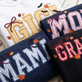 Custom Halloween Mama Applique Sweatshirt, Gigi Grandma Gingham Embroidered Crewneck