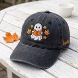 Custom Reading Ghost Embroidered Hat - Halloween Book Lover Baseball Cap
