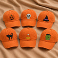 Halloween Ghost Pumpkin Black Cat Embroidered Hat, Spooky Baseball Cap, Group Party Gift