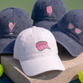 Embroidered Pickleball Hat, Cute Pink Paddle Cocktail Visor Glasses Baseball Cap, Vintage Washed Cotton Sport Hat, Pickleball Player Gift