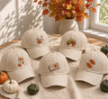 Autumn Book Coffee Pumpkin Embroidered Hat, Cozy Fall Icons Baseball Cap, Reader Gift