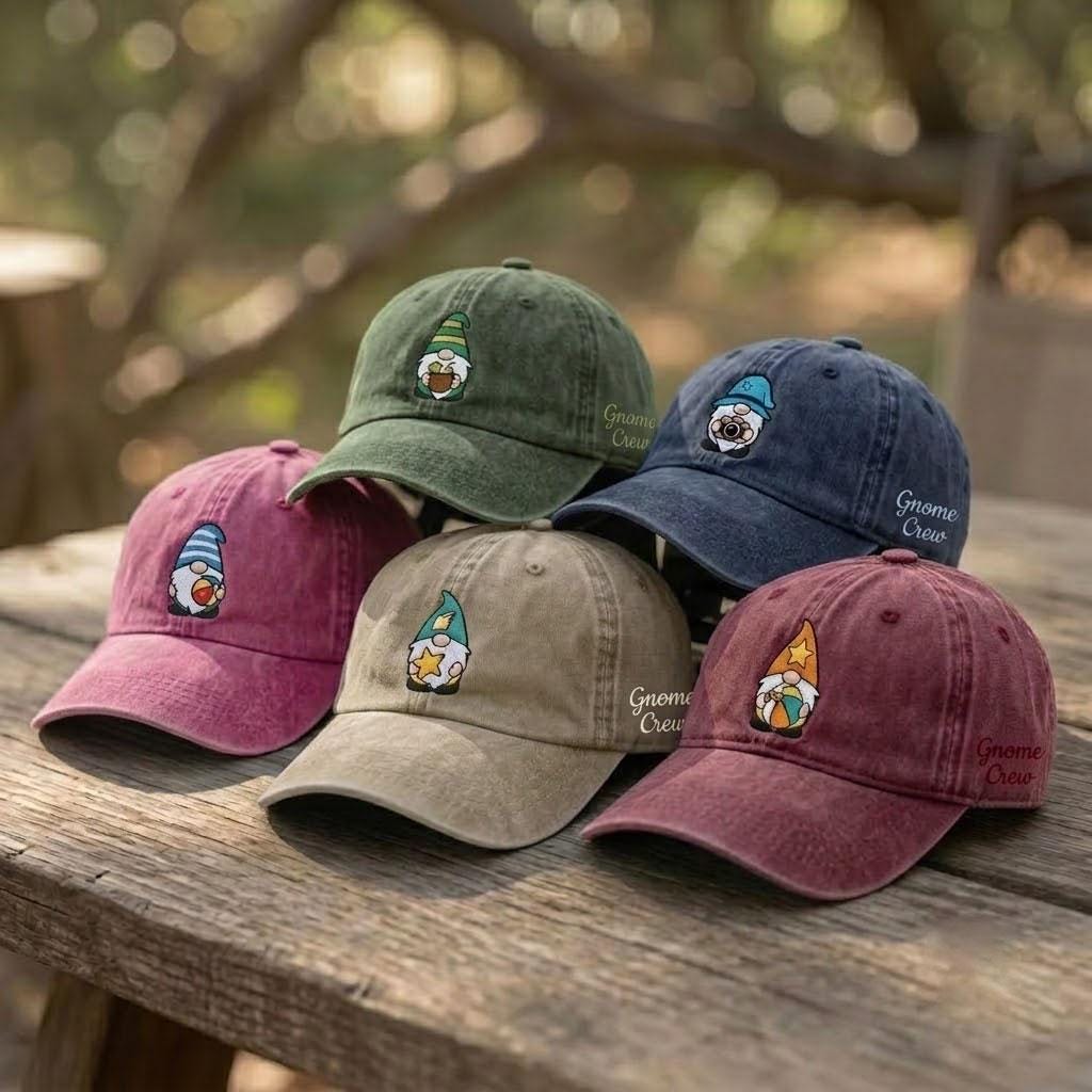 Custom Gnome Embroidered Hat, Summer Gnome Dad Hat, Gnome Crew Baseball Cap, Personalized Vacation Cap, Matching Beach Trip Gifts