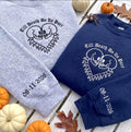 Custom Till Death Do Us Part Sweatshirt, Skeleton Couple Sleeve Date Crewneck