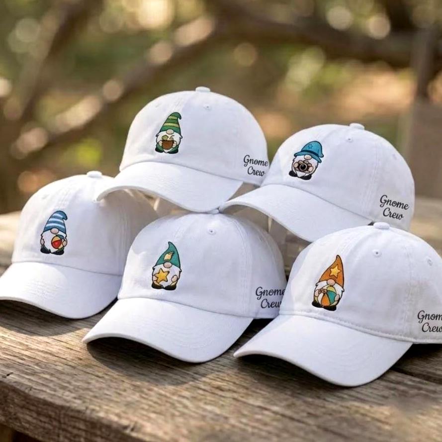 Custom Gnome Embroidered Hat, Summer Gnome Dad Hat, Gnome Crew Baseball Cap, Personalized Vacation Cap, Matching Beach Trip Gifts