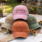 Custom Pumpkin Season Embroidered Hat, Vintage Washed Dad Hat, Personalized Fall Baseball Cap, Cute Autumn Halloween Pumpkin Patch Gifts