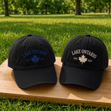 Lake Ontario Embroidered Hat, Vintage Great Lakes Baseball Cap, Canadian Cottage Gift