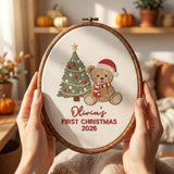 Baby 1st Christmas Ornament, Teddy Bear Tree Keepsake, Custom Name First Xmas Hoop 2026, New Baby Gift