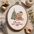 Baby 1st Christmas Ornament, Teddy Bear Tree Keepsake, Custom Name First Xmas Hoop 2026, New Baby Gift