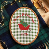Personalized Baby Boy 1st Christmas Ornament 2026 - Embroidered Sleigh Tree Keepsake Hoop
