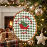 Personalized Baby Boy 1st Christmas Ornament 2026 - Embroidered Sleigh Tree Keepsake Hoop
