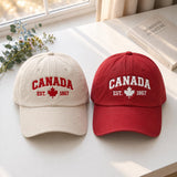 Canada Maple Leaf Embroidered Hat, Vintage Washed Patriotic Baseball Cap, Lake Ontario Travel Gift