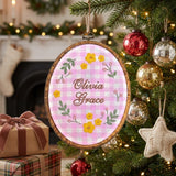 Personalized Floral Baby Name Sign, Rose Wreath Embroidery Hoop Art, Custom Nursery Wall Decor, Baby Shower Girl Gift