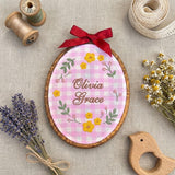 Personalized Floral Baby Name Sign, Rose Wreath Embroidery Hoop Art, Custom Nursery Wall Decor, Baby Shower Girl Gift