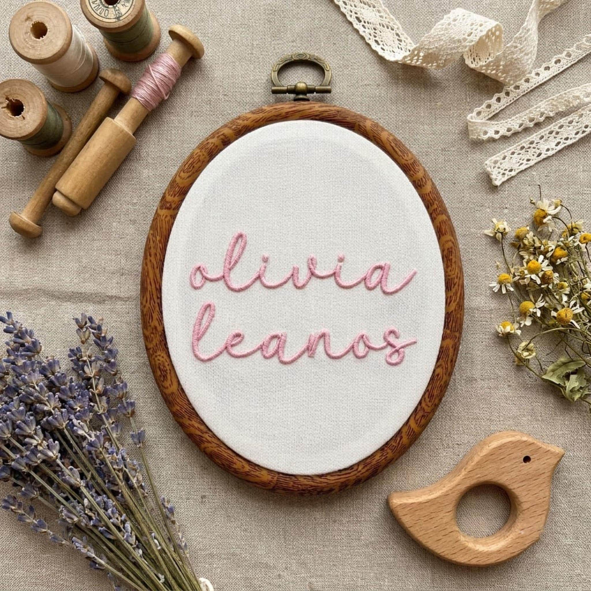 Personalized Name Sign, Gingham Plaid Embroidery Hoop Art, Custom Nursery Wall Decor, Baby Shower Keepsake Gift