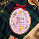 Personalized Floral Baby Name Sign, Rose Wreath Embroidery Hoop Art, Custom Nursery Wall Decor, Baby Shower Girl Gift