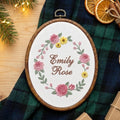 Personalized Floral Baby Name Sign, Rose Wreath Embroidery Hoop Art, Custom Nursery Wall Decor, Baby Girl Christmas Gift
