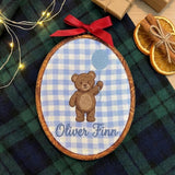 Personalized Teddy Bear Embroidery Hoop Art, Custom Baby Boy Name Sign, Nursery Wall Hanging Decor, Baby Shower Keepsake