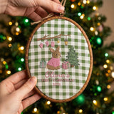 Personalized Baby First Christmas Ornament 2026, Cute Bunny Embroidered Hoop, Custom Name Xmas Keepsake, Newborn Woodland Gift