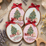 Personalized Baby Girl 1st Christmas Ornament 2026 - Embroidered Cradle Pink Gingham Hoop