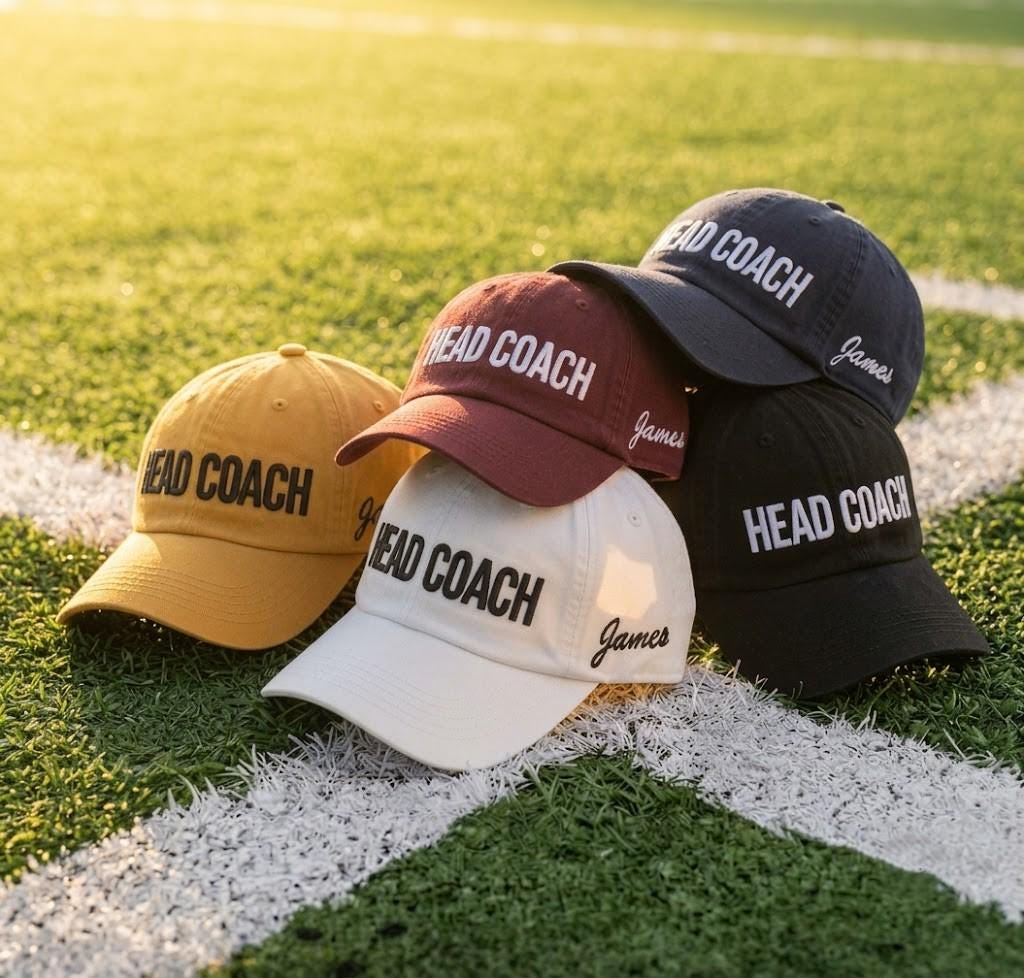 Custom Sports Team Hat, Personalized Baseball Dad Cap, Head Coach Embroidered Cap, Game Day Headwear, Mentor Appreciation Present