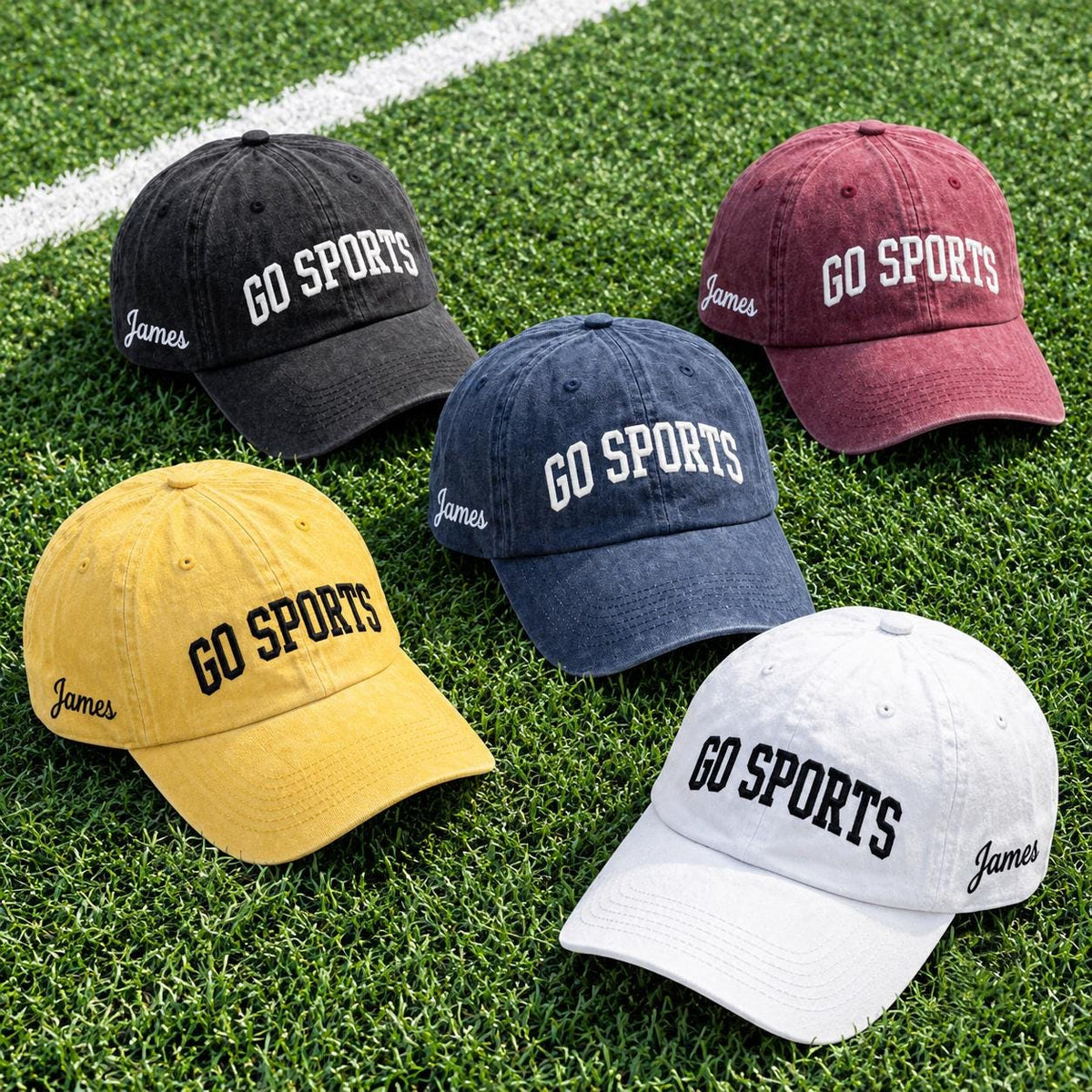 Custom Go Sports Embroidered Hat, Athletic Fan Cap, Baseball Dad Hat, Stadium Game Piece, Sports Lover Gift, Football Season Accessory