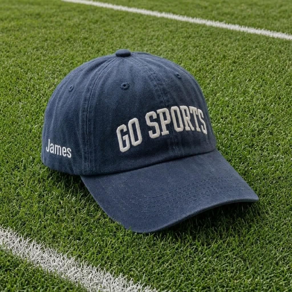 Custom Go Sports Embroidered Hat, Stadium Fan Cap, Vintage Dad Hat, Bleacher Cheer Item, Tailgate Party Present, Match Day Accessory
