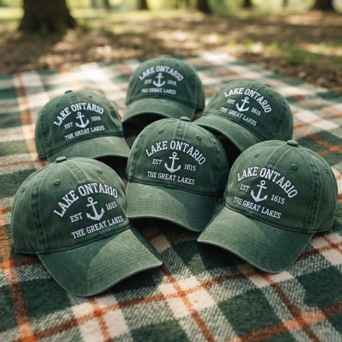 Lake Ontario Anchor Embroidered Baseball Cap, Vintage Wash The Great Lakes Dad Hat, Cute Outdoor Accessory, Trendy Vacation Gift