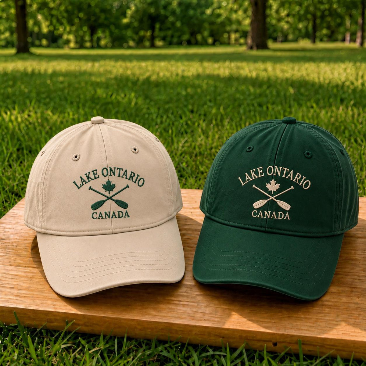 Lake Ontario Paddles Embroidered Hat, Vintage Lake Sunset Baseball Cap, Outdoor Gift