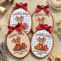 Baby First Christmas Ornament 2026, Cute Deer Fawn Embroidered Hoop, Blue Gingham Keepsake, Newborn Woodland Xmas Decor