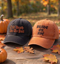 Custom Halloween Text Bachelorette Embroidered Hat, Spooky Autumn Bride Dad Cap, Alternative Bachelorette, Bridal Shower Accessory