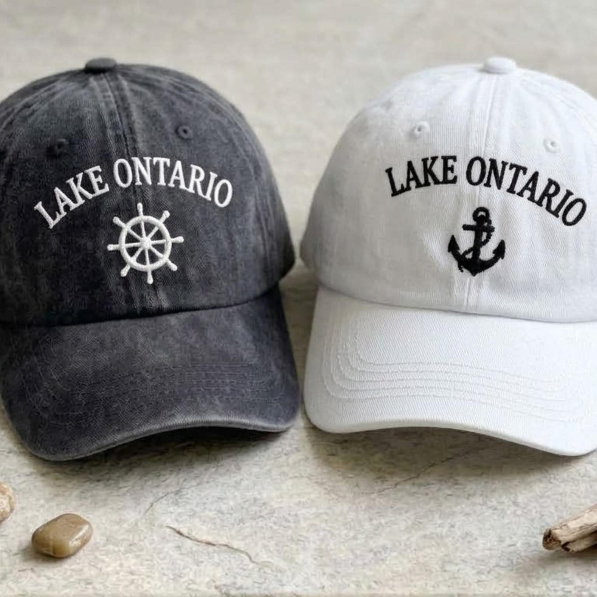 Embroidered Custom Lake Ontario Dad Hat, Vintage Washed Cap, Personalized Lake Hat, Great Lakes Dad Hat, Coastal Outdoor Hat, Canada Gift
