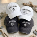 Embroidered Custom Lake Ontario Dad Hat, Vintage Washed Cap, Personalized Lake Hat, Great Lakes Dad Hat, Coastal Outdoor Hat, Canada Gift