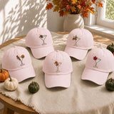 Autumn Cocktail Icons Embroidered Hat, Halloween Drink Baseball Cap, Matching Fall Party Gift