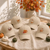 Autumn Coffee Cup Embroidered Hat, Cozy Fall Drinks Baseball Cap, Coffee Lover Gift