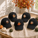 Autumn Coffee Cup Embroidered Hat, Cozy Fall Drinks Baseball Cap, Coffee Lover Gift