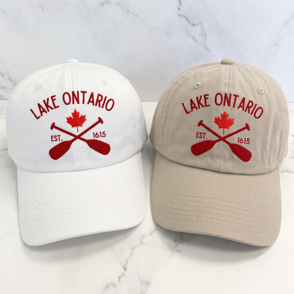 Lake Ontario Maple Leaf Embroidered Hat, Canadian Flag Baseball Cap, Great Lakes Travel Gift